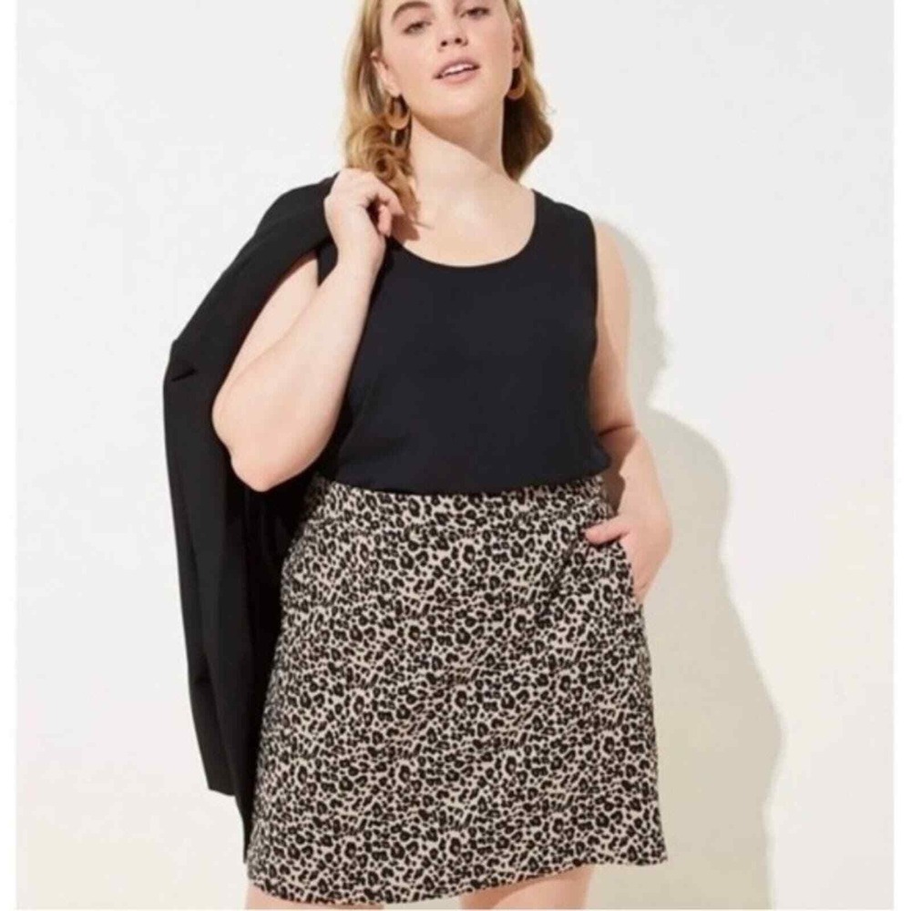 Loft Womens Leopard Animal Print Jacquard Mini Skirt with Pockets Tan Black 18